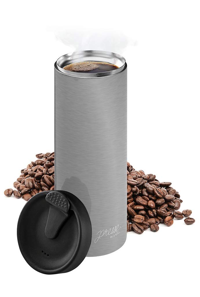bobble French Coffee Presse, On-The-Go use, Quick Brew, Slim Design, Triple Wall Insulation, 14 oz (Stainless Steel) - Image 1
